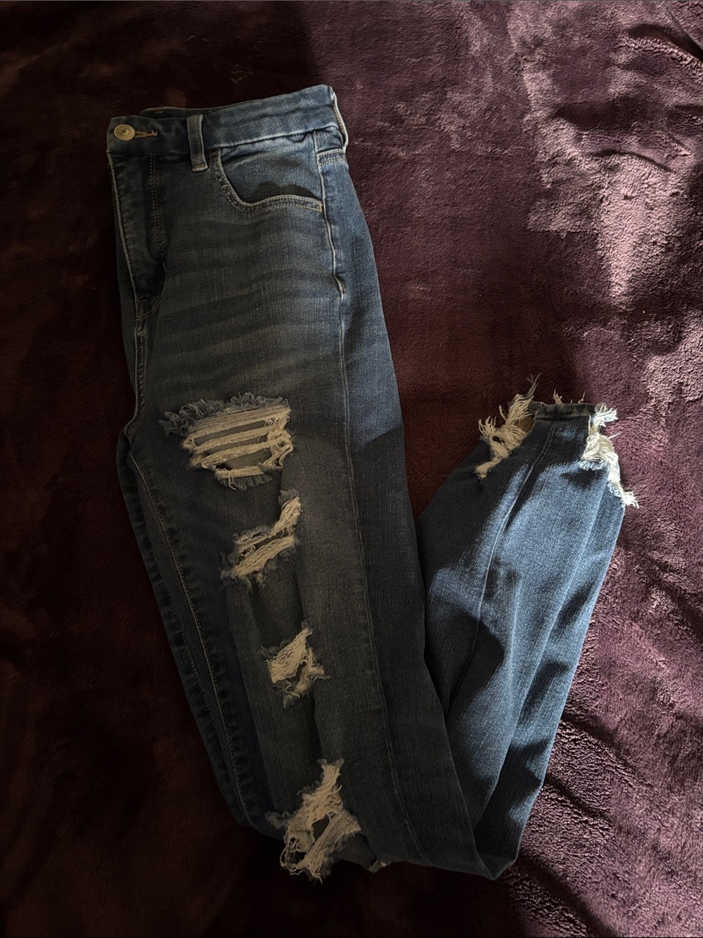 American Eagle Outfitters Dark Blue Distressed Boyfriend Jeans